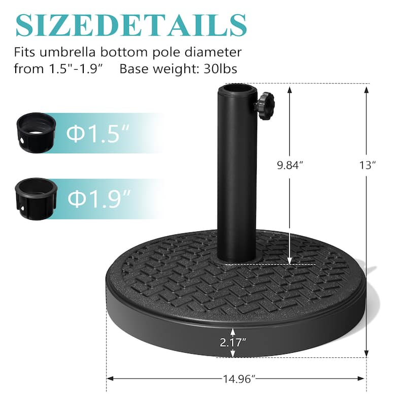 Pellebant 30 to 45 lbs Heavy Duty Round Concrete Umbrella Base for Market Umbrella