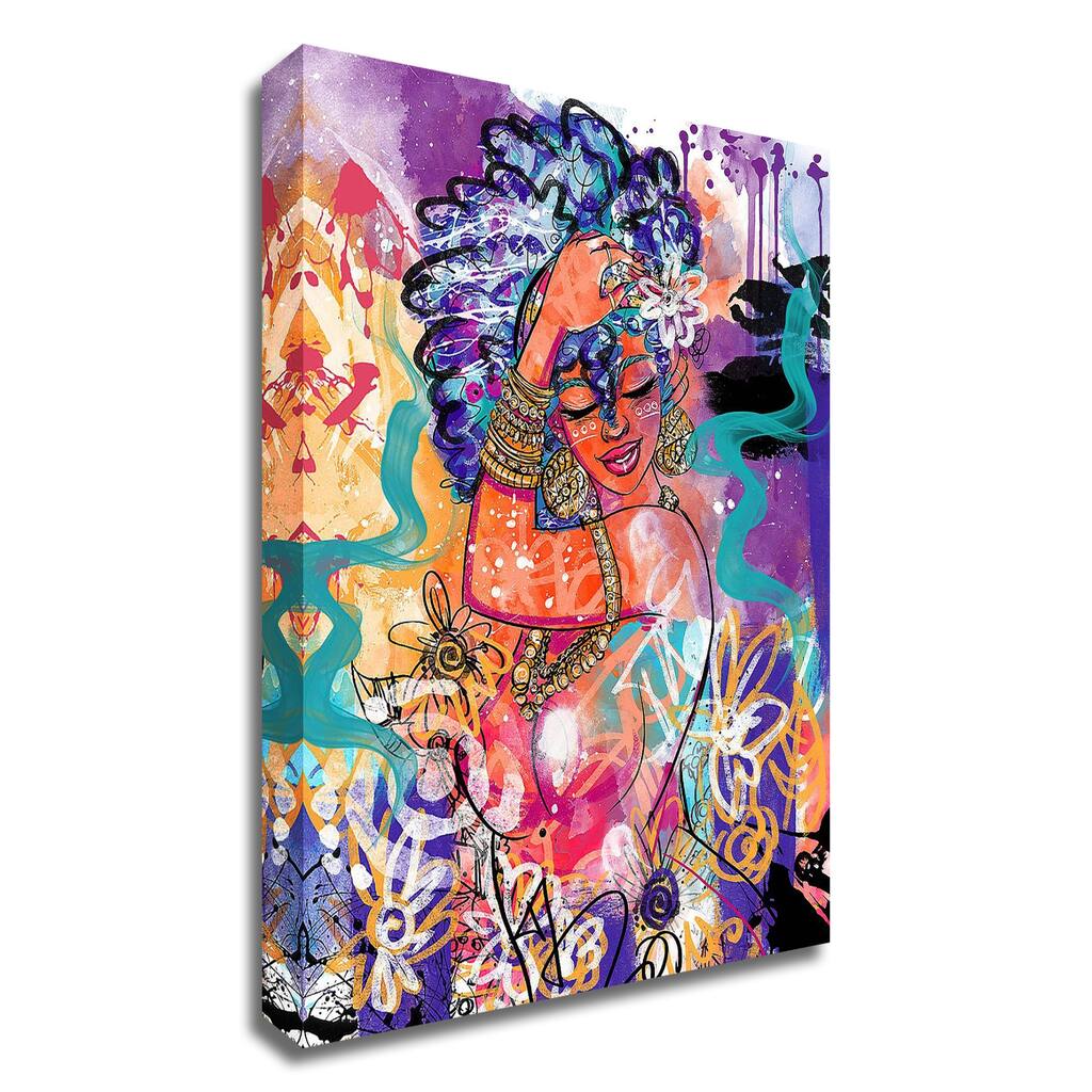 "Gold Flowers" Wrapped Canvas Print Wall Art