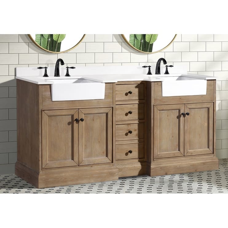 Ari Bath, Kelly 72" Bathroom Vanity, Weathered Fir, White Top
