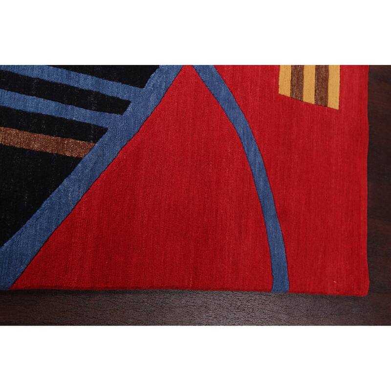 Abstract Nepalese Vegetable Dye Oriental Area Rug Handmade Wool Carpet - 6'0" x 9'0"