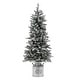 preview thumbnail 4 of 7, Pre-Lit LED 5ft Snow Flocked Artificial Christmas Tree with Red Berries and Metal Pot - 60" H x 25.5" W x 25.5" D