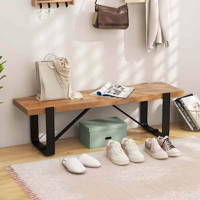 Corridor Bench Entrance bench w/ Metal Frame Farm Wooden Shoe Rack