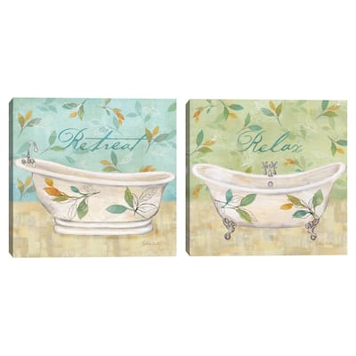 Spa Leaves Bath I, Spa Leaves Bath II by Cynthia Coulter Canvas Art Prints