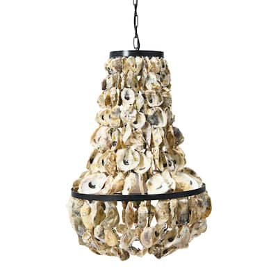 Metal and Draped Oyster Shell Chandelier