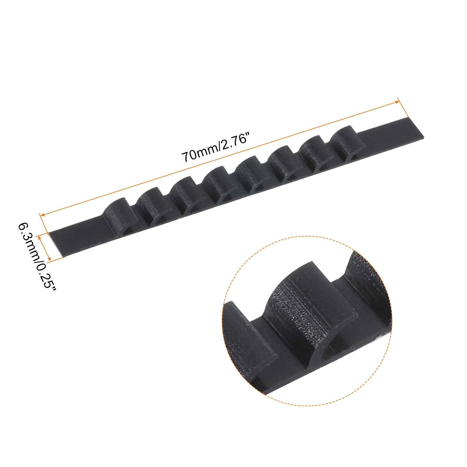 200Pcs Non-Slip Silicone Hanger Grips Clothes Hanger Strips, Black 2.76