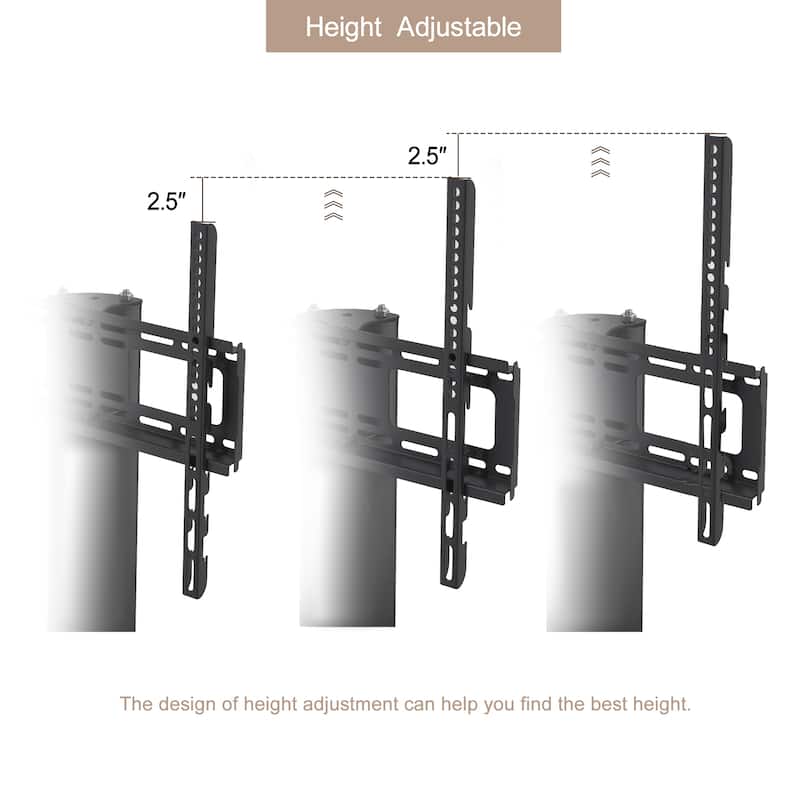Black 27.5" Movable TV Stand with Lockable Wheels and 2 Tier Tempered Glass Shelves for 32-65 Inch TVs