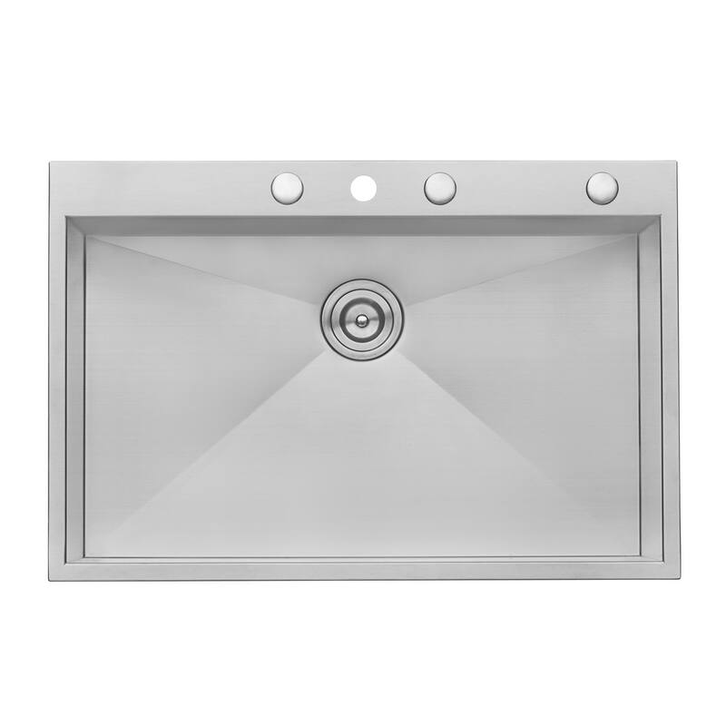 Ruvati 33 x 22 inch Drop-in Topmount 16 Gauge Zero Radius Stainless Steel Kitchen Sink Single Bowl - RVH8001