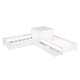 preview thumbnail 8 of 25, Double Twin Pine L-shaped Platform Bed with Convertible Trundle, Drawers, Built-in Desk