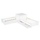 preview thumbnail 8 of 7, Twin Size Modern L-shaped Platform Bed with Trundle and Drawers Linked with built-in Desk