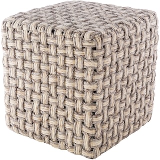 Luisa Modern Wool Basket weave 18-inch Square Pouf