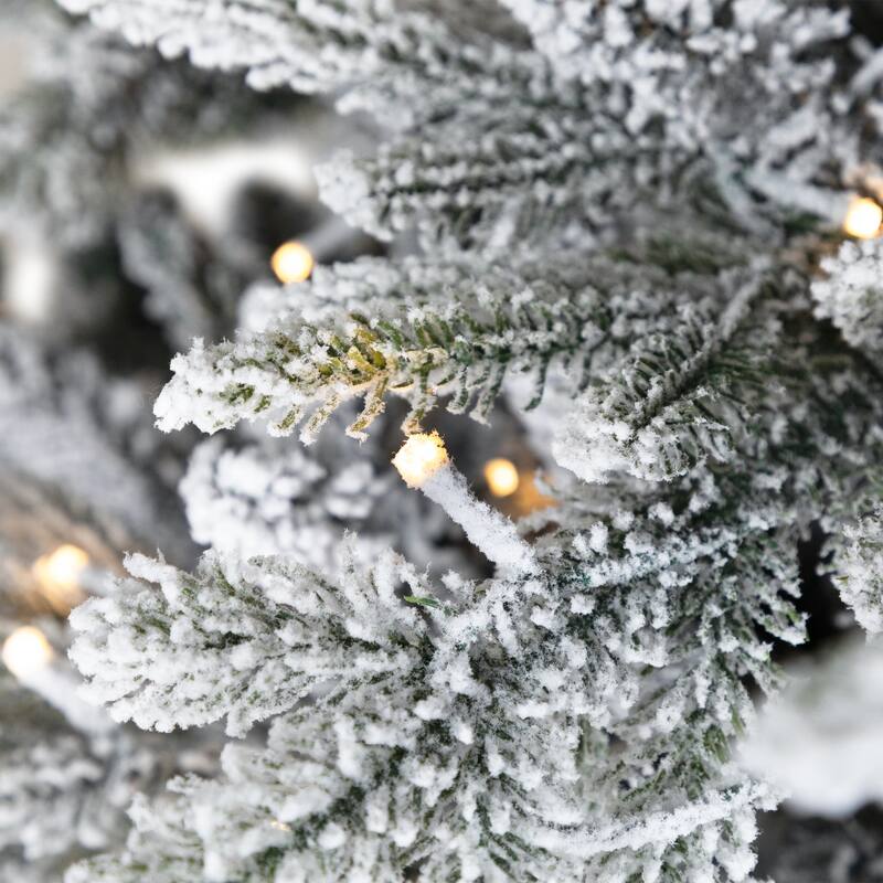 Real Touch™ Pre-Lit Flocked Grand Teton Pine Artificial Christmas Tree - 7.5' Warm White LED - 7.5 Foot