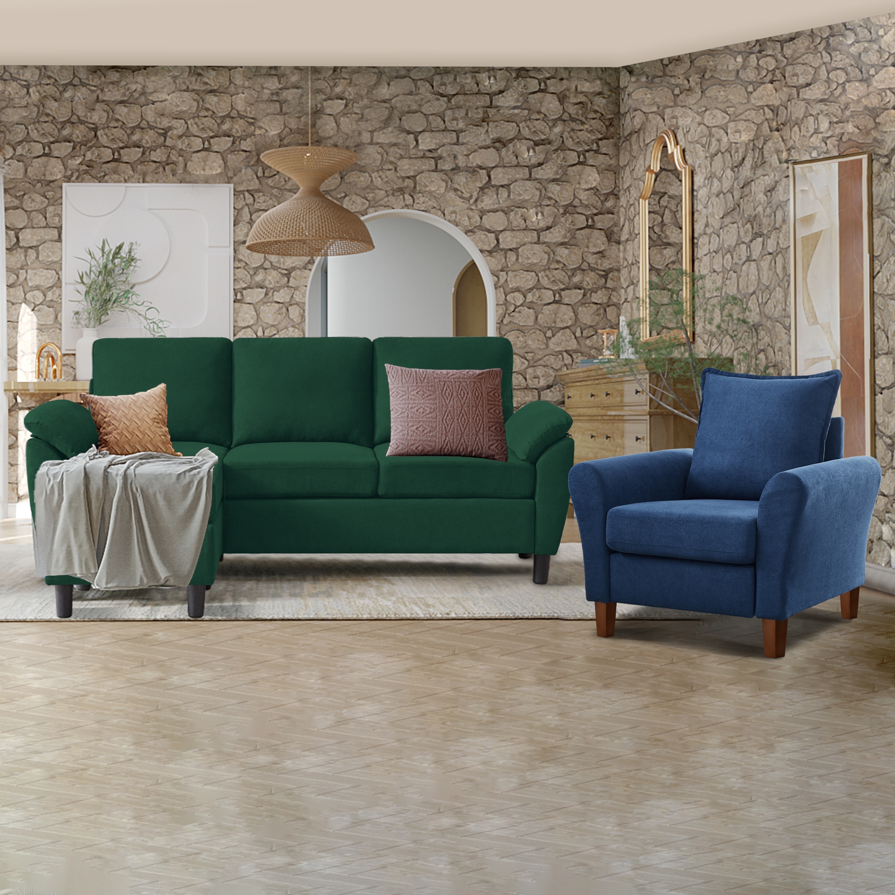 3 Piece Living Room Sectional Sofa Set with Chair and Ottoman On Sale Bed Bath Beyond 38301360