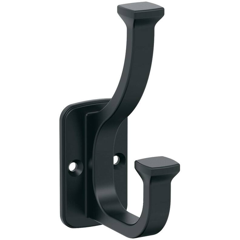 Amerock H37007 Alder Double Robe Hook - Matte Black