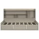 preview thumbnail 13 of 12, Twin Storage Bookcases Platform Bed wUSB Charging Station, LIGHT GREY