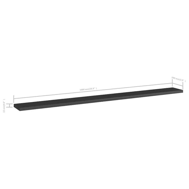 vidaXL Bookshelf Boards 8 pcs High Gloss Black 39.4"x3.9"x0.6" Chipboard