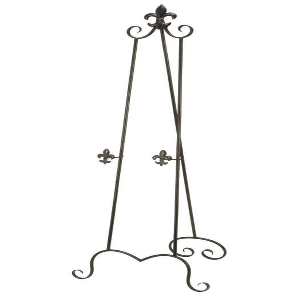 Metal Scroll Extra Large Adjustable 3 Tier Easel with Chain Support - Black - Roche River Decor