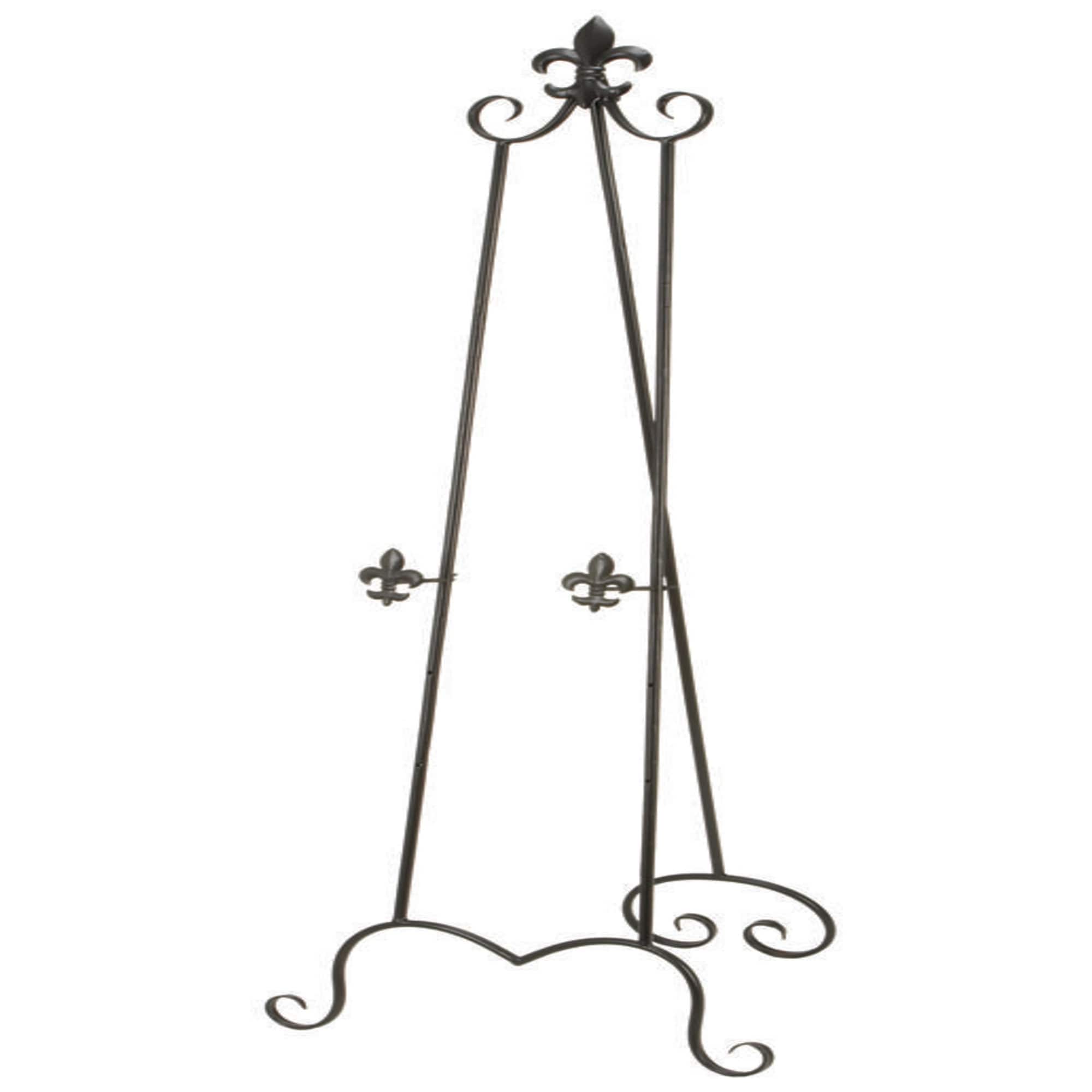 Metal Scroll Extra Large Adjustable 3 Tier Easel with Chain Support - Black - Roche River Decor
