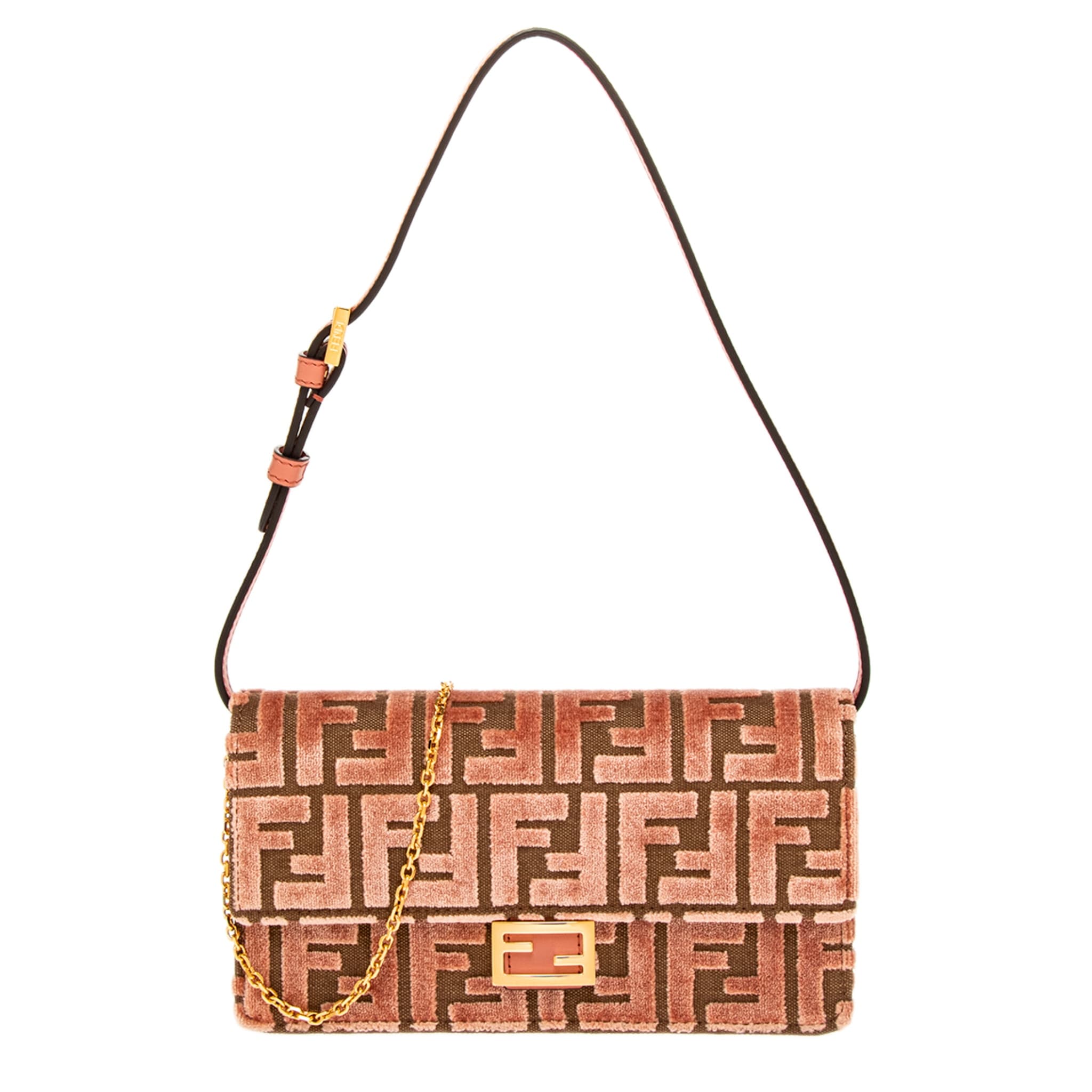 Fendi FF Jacquard Baguette Chain Wallet - Overstock - 43247763