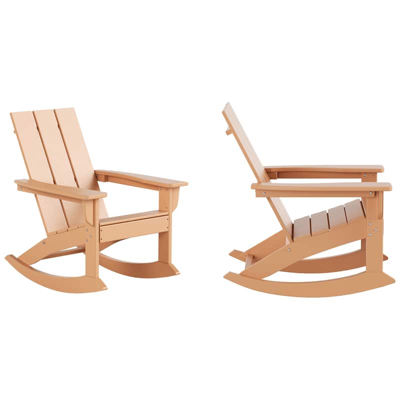 Shoreside Modern Eco-Friendly All Weather Poly Adirondack Rocking Chairs (Set of 2)