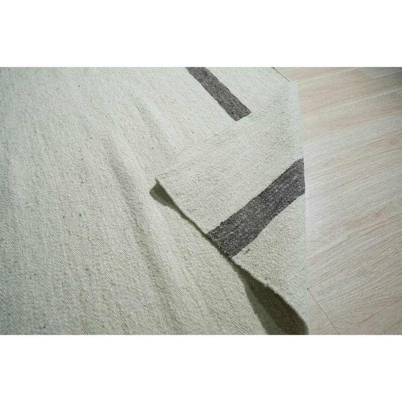 Ivory Hand-Woven Wool Contemporary Natural Wool Flat Area Rug