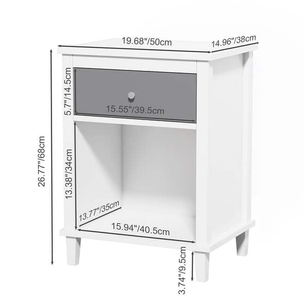dimension image slide 1 of 3, 3-Color Kid's Bedside Table with Drawer and Shelf