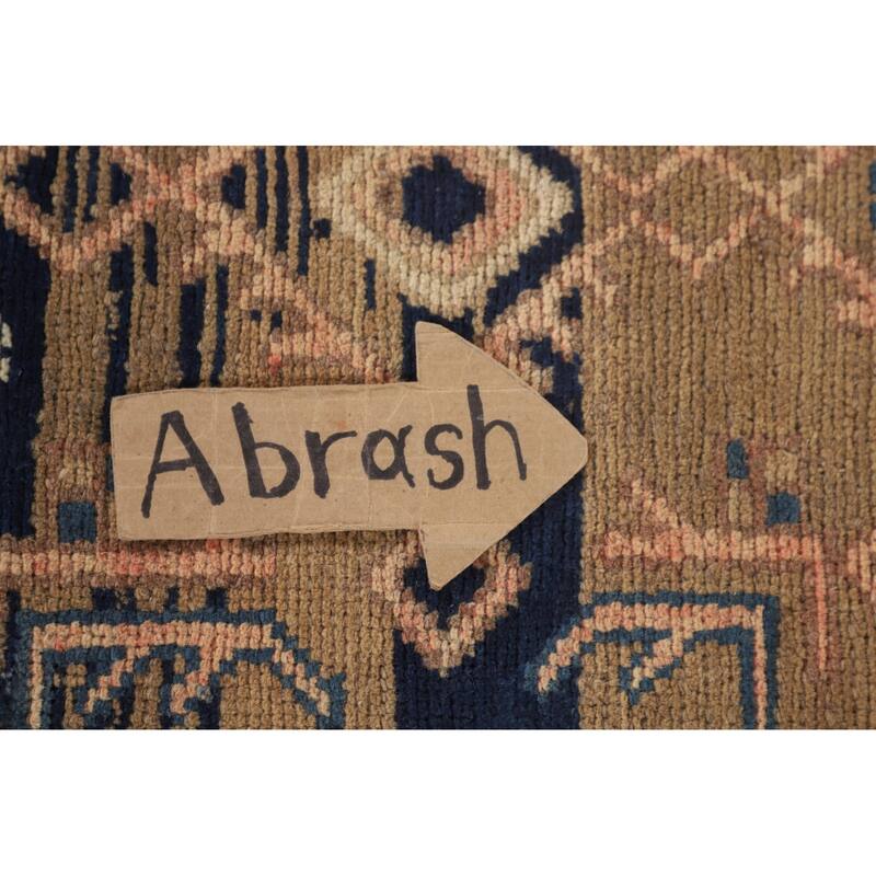 Geometric Hamedan Vintage Persian Rug Handmade Wool Carpet - 3'10"x 5'1"