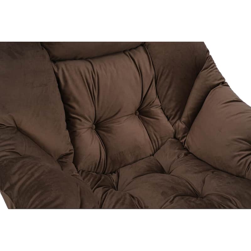 Cotton Lounge Chair with Ottoman, Footrest & Side Pocket (300lb Capacity)