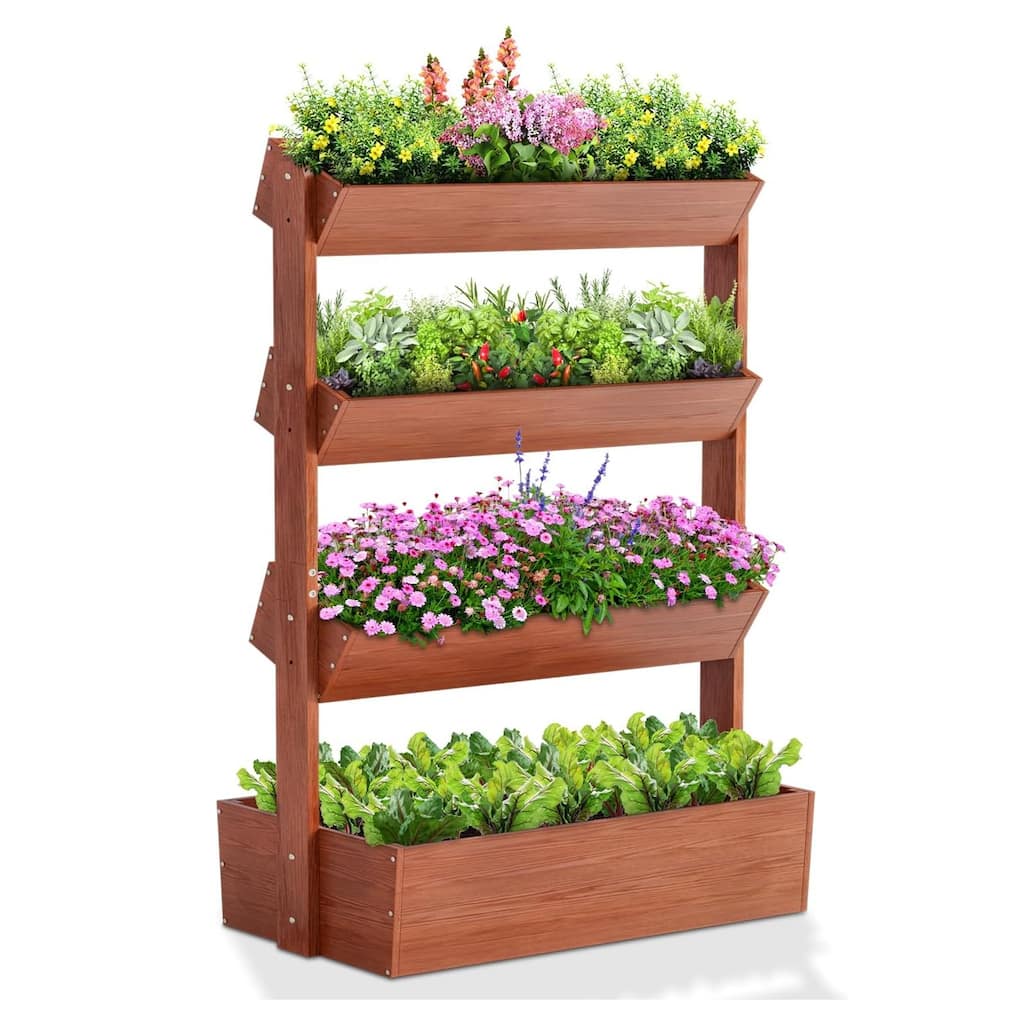 DoCred Vertical Wooden Garden Bed, Freestanding Outdoor Planter Box