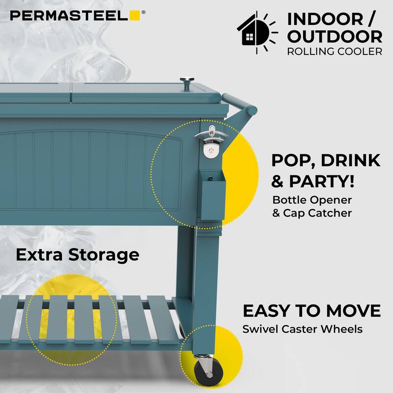 Permasteel 80-Qt Antique Furniture Style Rolling Patio Cooler