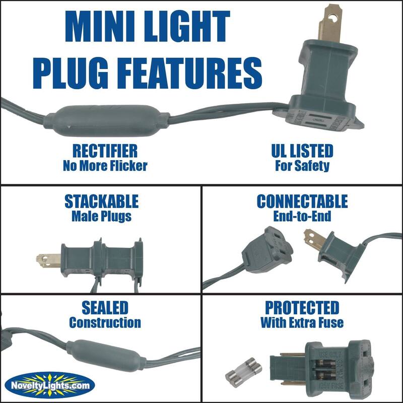 70 Light C6 LED Christmas Mini Light Set, Green/Yellow, Green Wire, 24 Feet - Large
