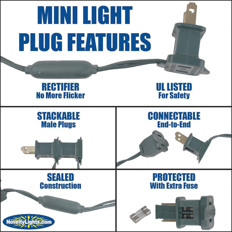 70 Light C6 LED Christmas Mini Light Set, Red/Green, Green Wire, 24 Feet - Large
