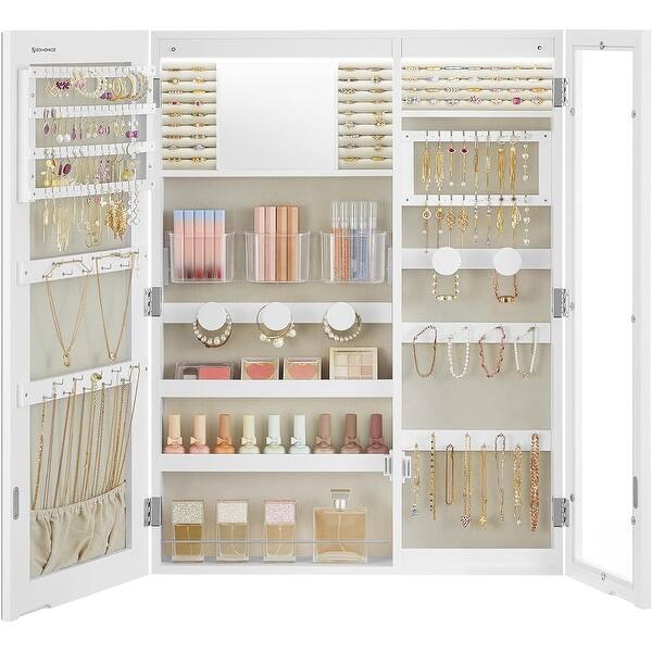 SONGMICS 3 in 1 LED Wall Jewelry Armoire Mirror Jewelry Organizer ...
