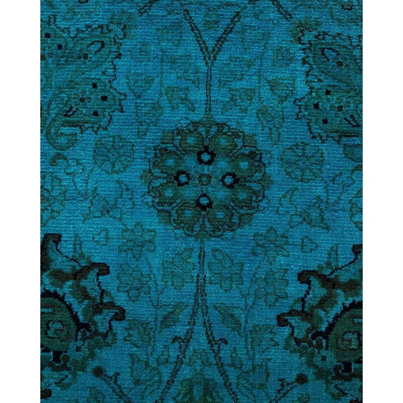 Fine Vibrance, One-of-a-Kind Hand-Knotted Runner Rug - Blue, 3' 0" x 9' 10" - 3' 0" x 9' 10"