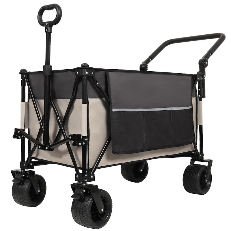 Multi-Functional Push-Pull Folding Wagon Cart With Rotating Handle & 360°All-Terrain Wheels-Heavy-Duty,Adjustable Design
