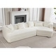 preview thumbnail 7 of 14, Creamy White Upholstered Sectional Sofa Modular 3 Seat Curved Sofa Couch - 3 Seater