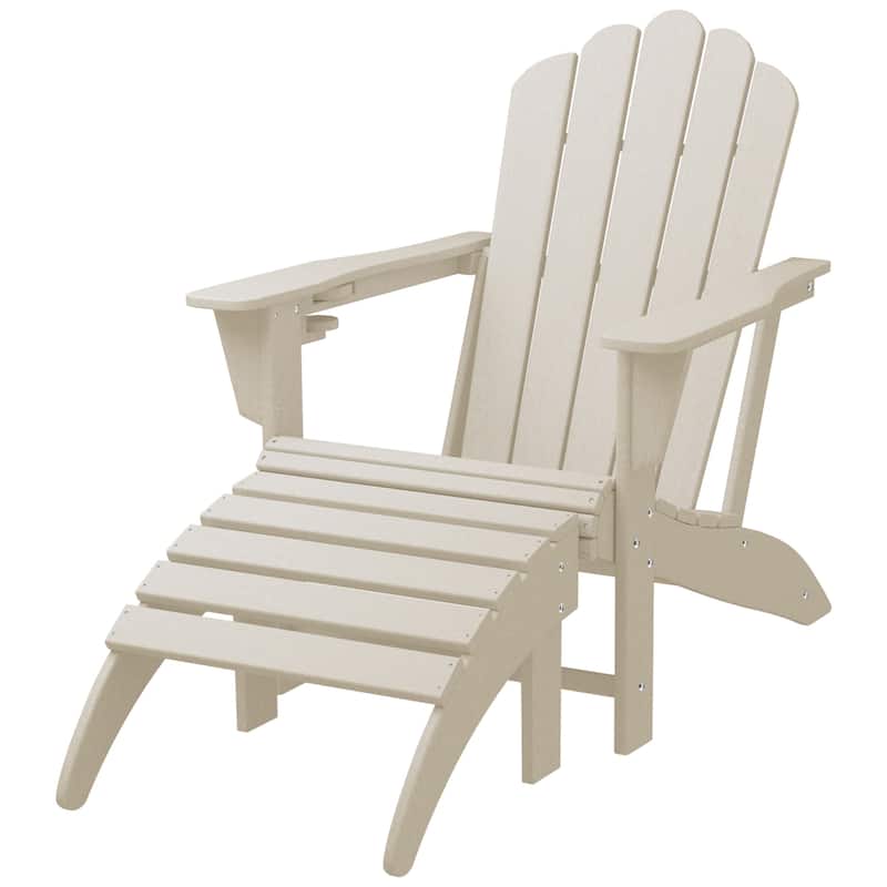 Aderson Outdoor Poly Adirondack Chair with Ottoman - Sand