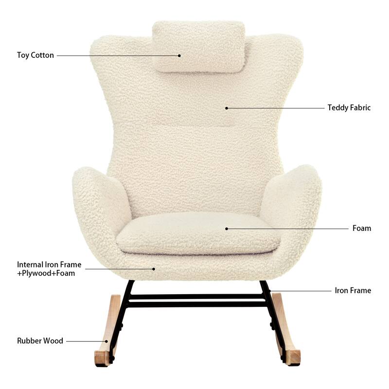 26.38" High Back Rocking Chair with Pocket