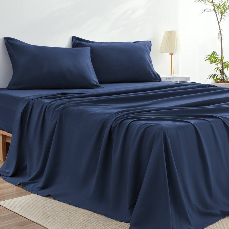 Luxurious Microfiber 4-Piece Sheet Set - Navy - King