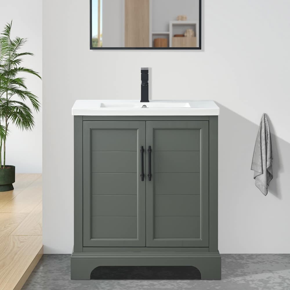 Vanity Art 30" Single Sink Bathroom Vanity with Ceramic Sink & Top