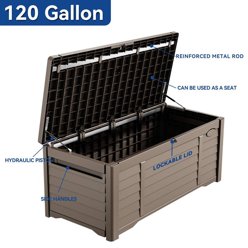 120 Gallons Water Resistant Lockable Deck Box