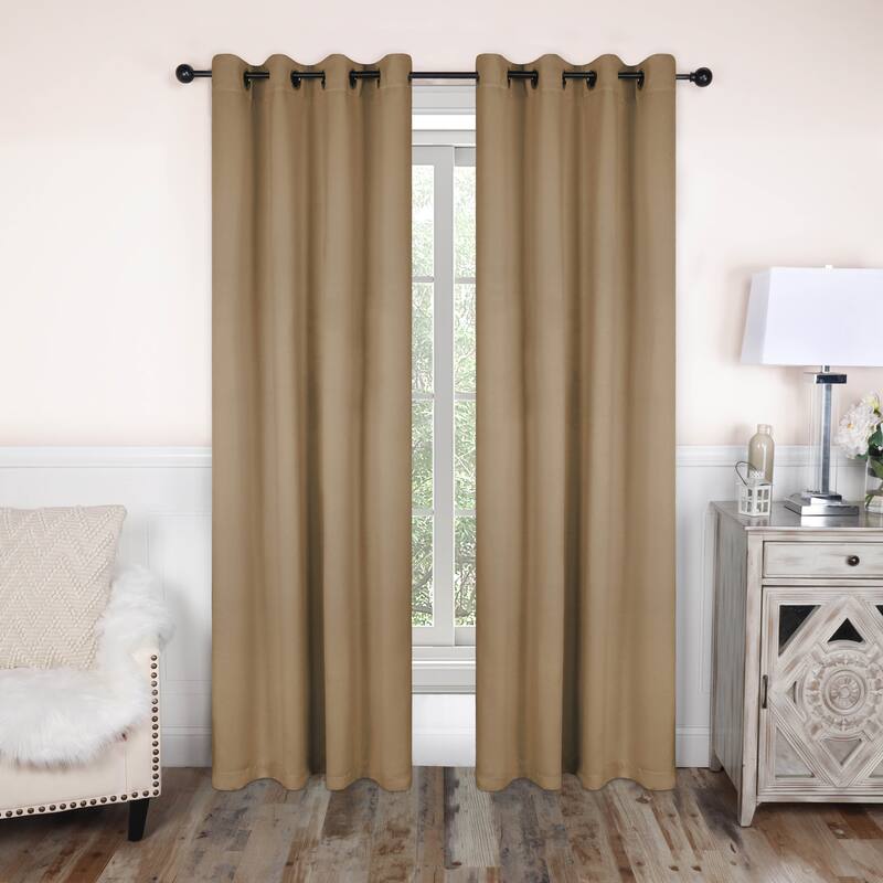 Modern Solid Room Darkening Blackout Curtains, Rod Pocket, Set of 2 - 2PC- 52" X 108" - Smoked Ash
