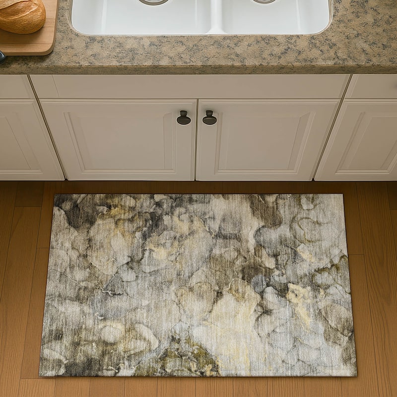 Premium Washable Super Soft Modern Chic Mayfield Rug - Pewter - 1'8" x 2'6"