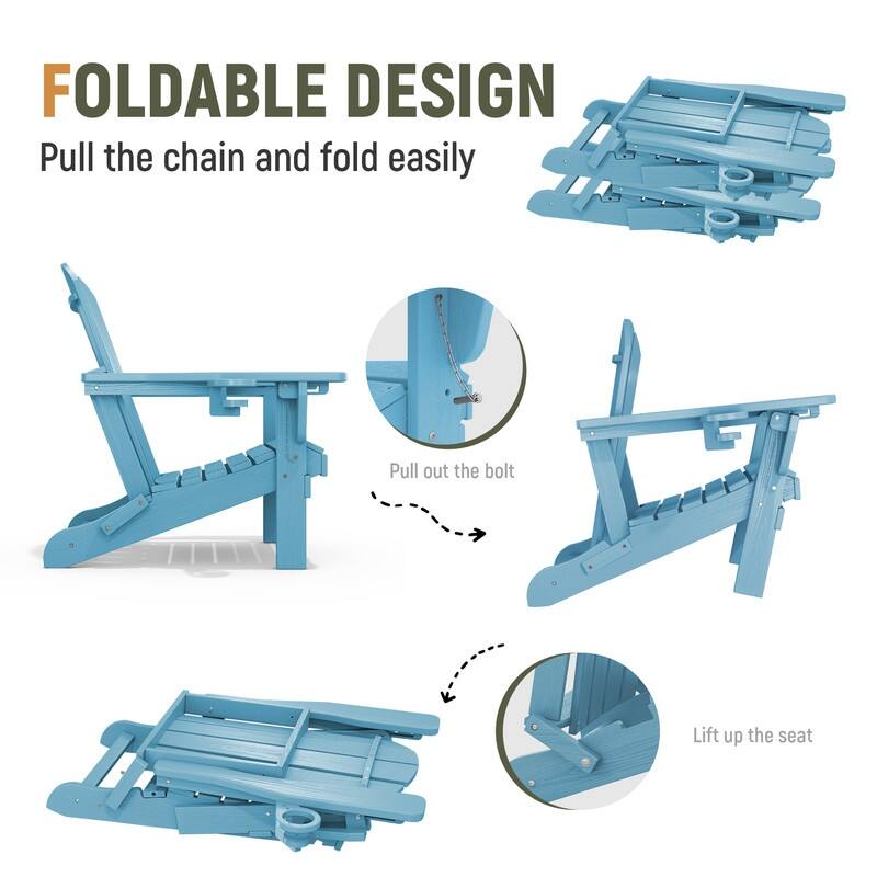 3-Position Reclining Folding Outdoor Chair – PE Wood Grain, Weather-Resistant