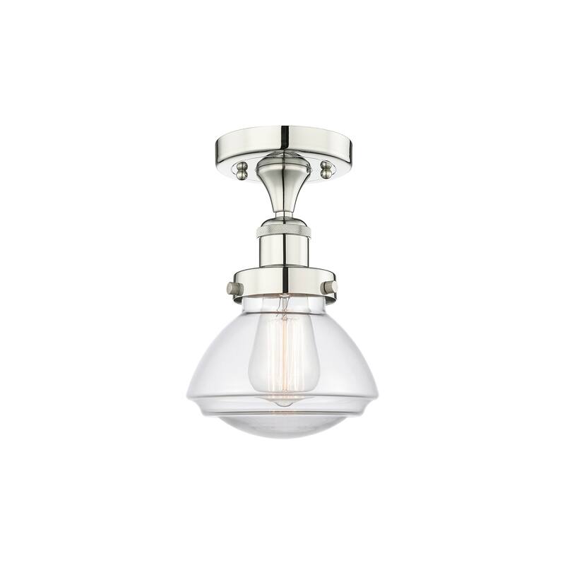 Innovations Lighting Olean - 1 Light 7" Semi-Flush Mount - Clear/Polished Nickel