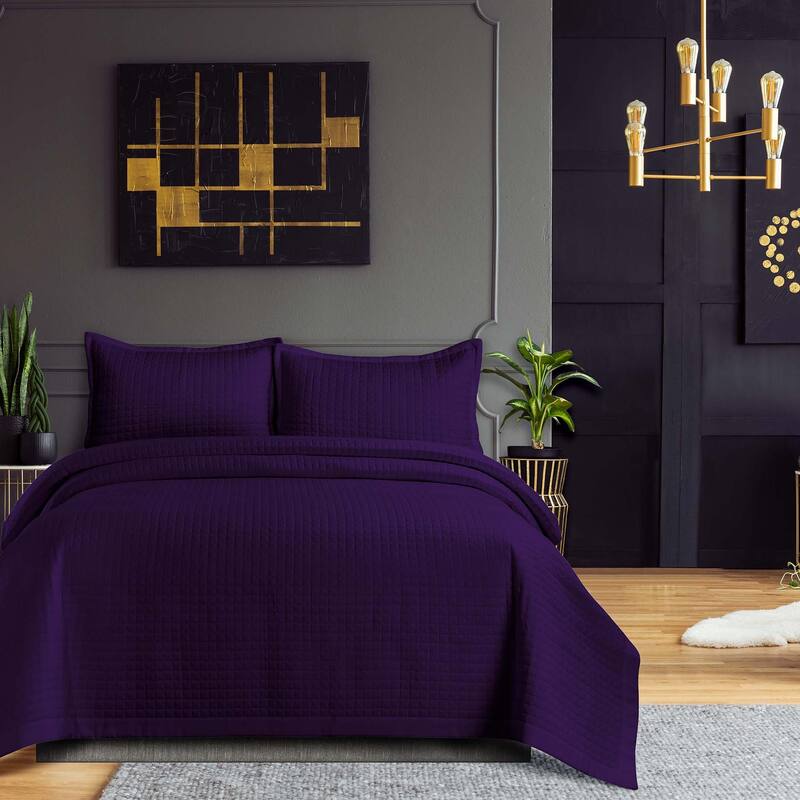Naples Solid Oversized Quilt Set - Fig - Twin