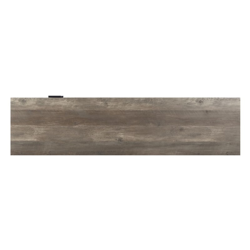 2 Drawers and 5 Open Compartments TV Stand in Rustic Oak and Black Finish