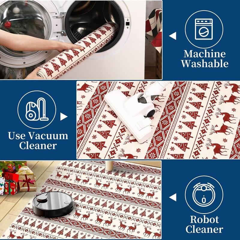 Snowflake Christmas Holiday Decorative Area Rug, for Bedroom Living Room, White