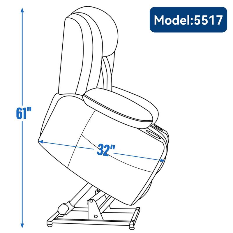 Power Lift Recliner Chair, Heavy Duty Motion Mechanism with 8-Point Vibration Massage and Lumbar Heating, USB and Type-C Ports