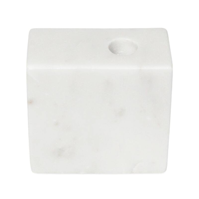 Rect. White Marble Taper Candle Holder -ST - White