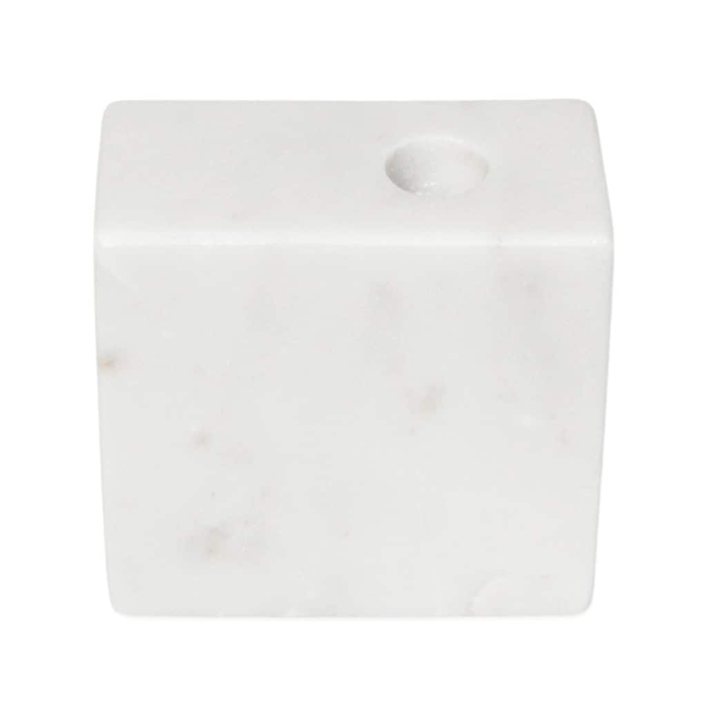 Rect. White Marble Taper Candle Holder -ST - White